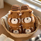 3D Red Panda Plush Women's Slippers — Cozy Fuzzy Indoor House Shoes