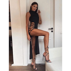Cryptographic Black Sleeveless Dress