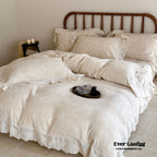 Emmeline Lace Ruffle Floral Bedding Set / White