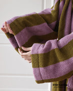 Modern Striped Cotton Bathrobe Set / Blue