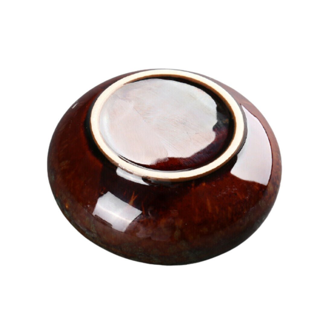 Round Glossy Ceramic Ashtrays + Flameless Lighter (BLUISH)
