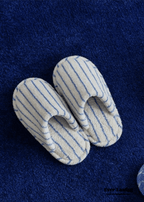 Thin Striped House Slippers / Blue