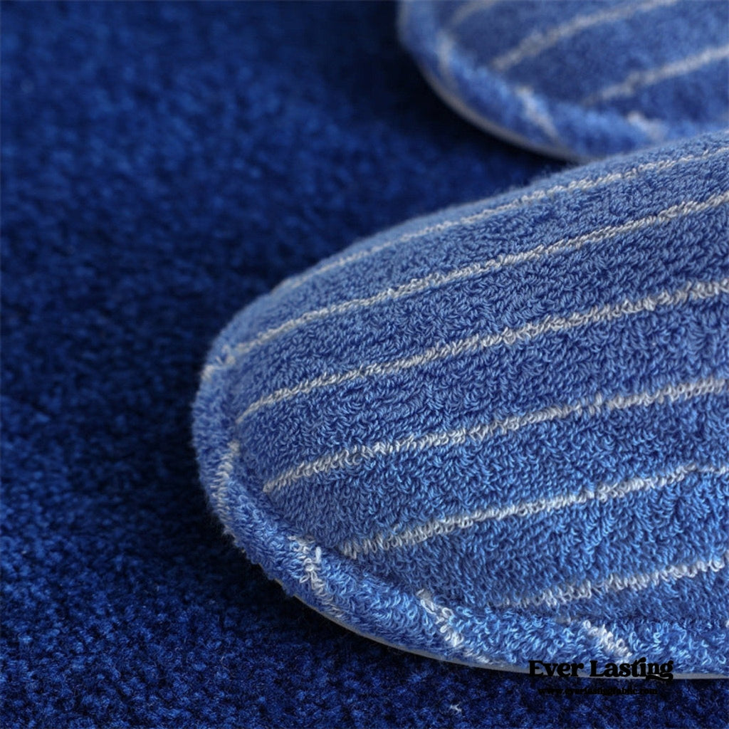 Thin Striped House Slippers / Blue