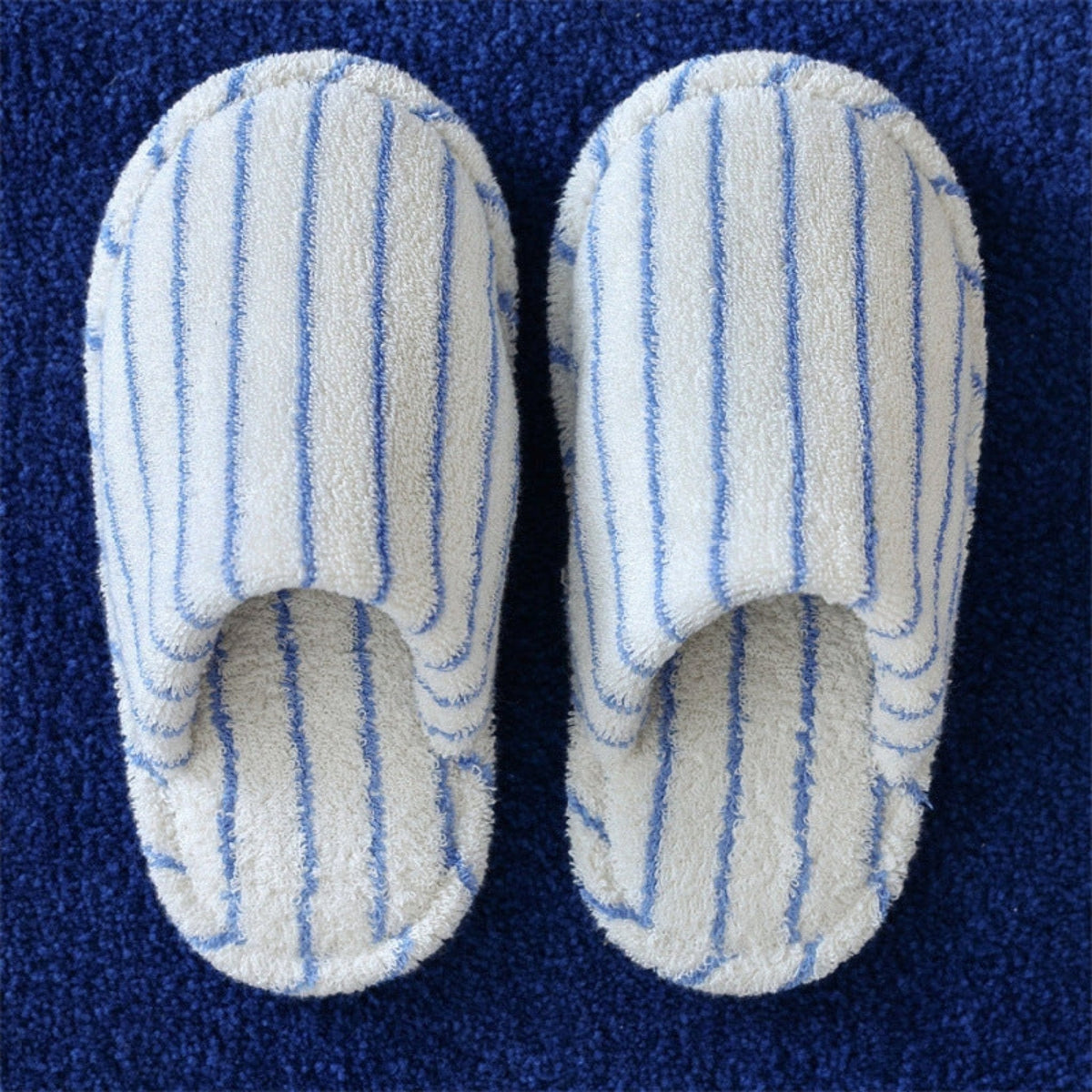 Thin Striped House Slippers / Blue