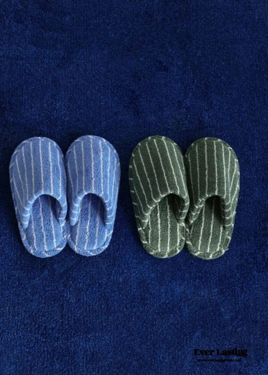 Thin Striped House Slippers / Blue