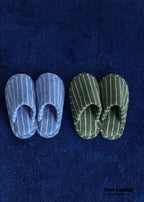 Thin Striped House Slippers / Blue