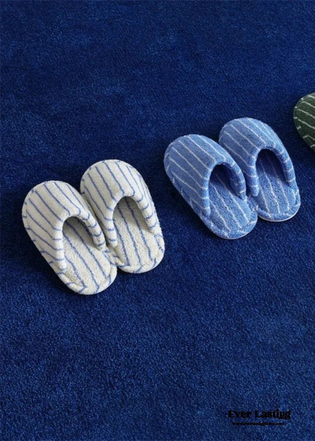 Thin Striped House Slippers / Blue
