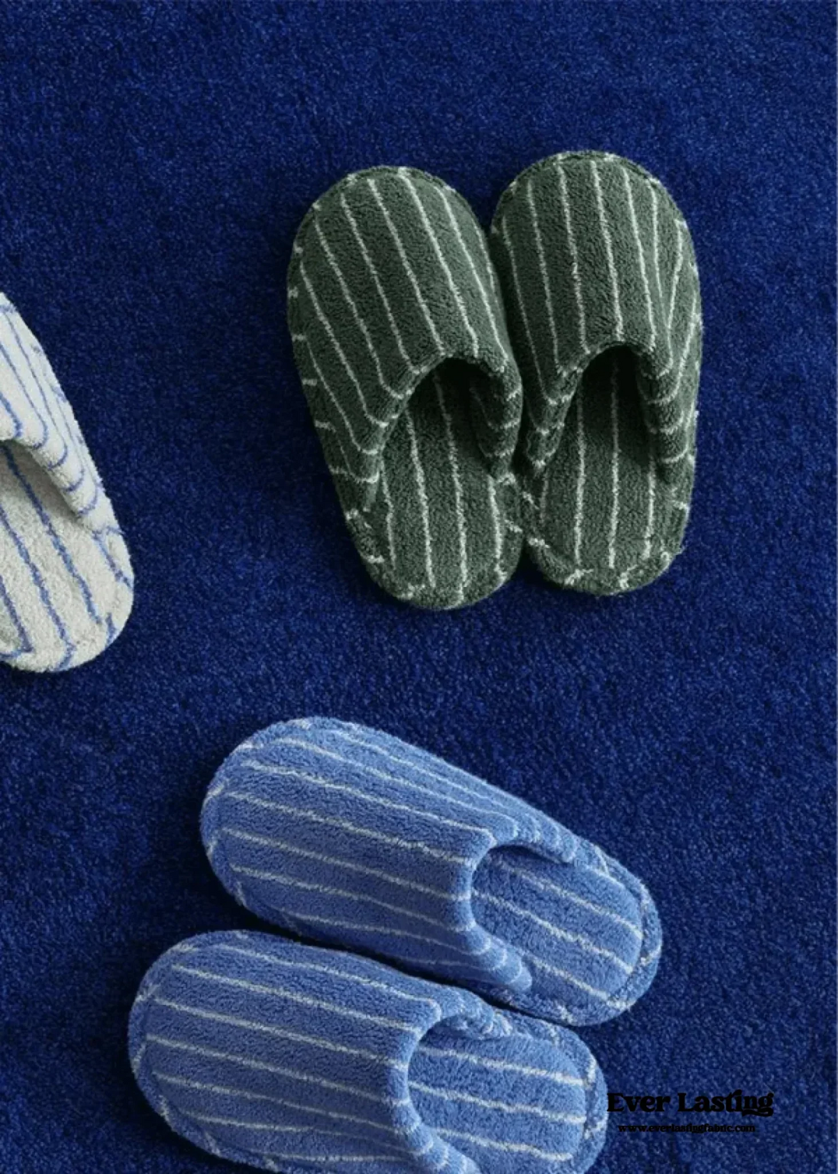 Thin Striped House Slippers / Blue